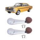<transcy>Window Crank Handle Chrome with Brown Knob Pair Opel Caravan Commodore A Rekord C 1968 to 1984</transcy>