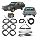 <transcy>Complete Restoration Door Window Weatherstrip Rubber Seal Kit + Chrome Lockstrip Opel Rekord C Caravan 1985 to 1992</transcy>