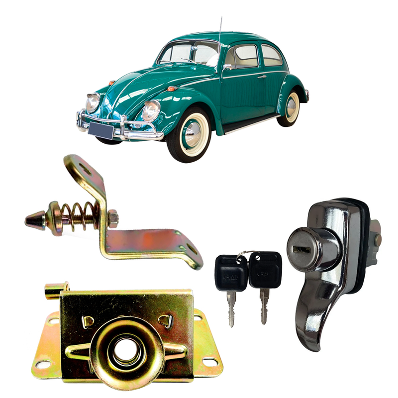 Kit Fechadura Fecho Capô Maçaneta Chave Motor Fusca 59 A 70