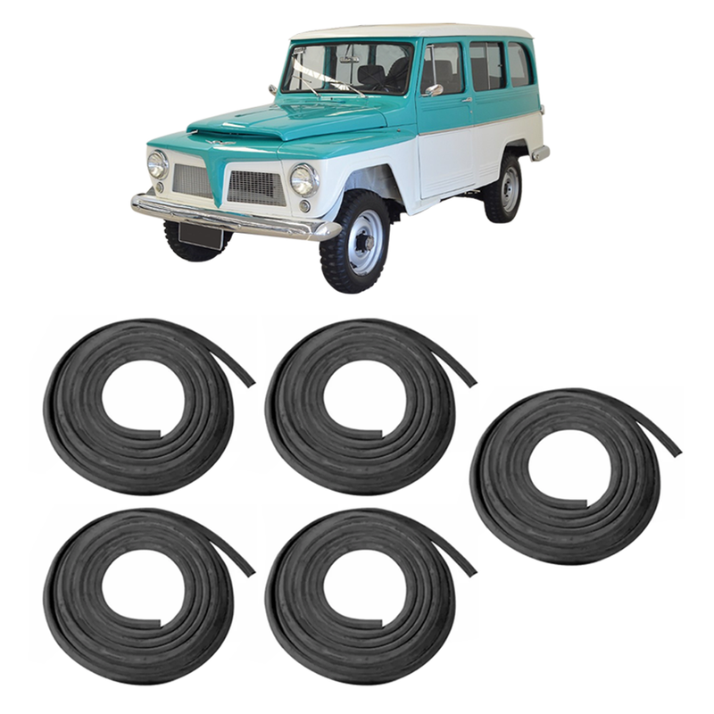 <transcy>4 Door and Trunk Weatherstrip Rubber Seal Kit Ford Rural Willys Jeep Station Wagon</transcy>