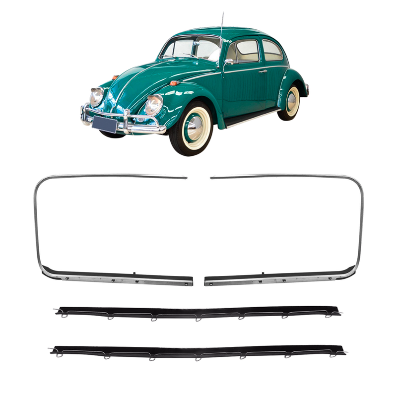 <transcy>Inner and Outer Beltline Weatherstrip Door Window Seal Kit VW Beetle 1959 to 1996</transcy>