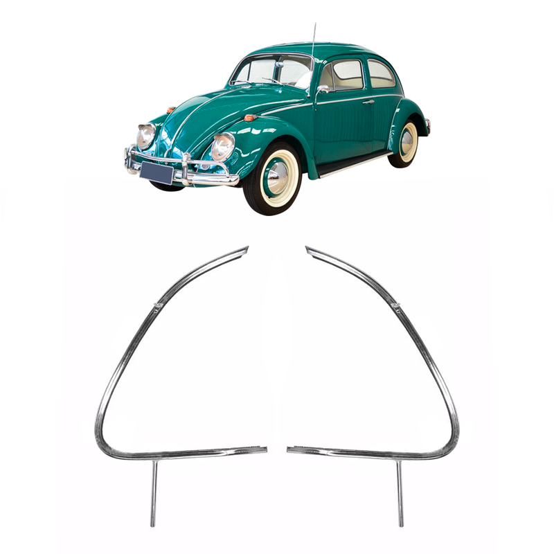 <transcy>Vent Window Frame Pair Chrome VW Beetle 1959 to 1970</transcy>