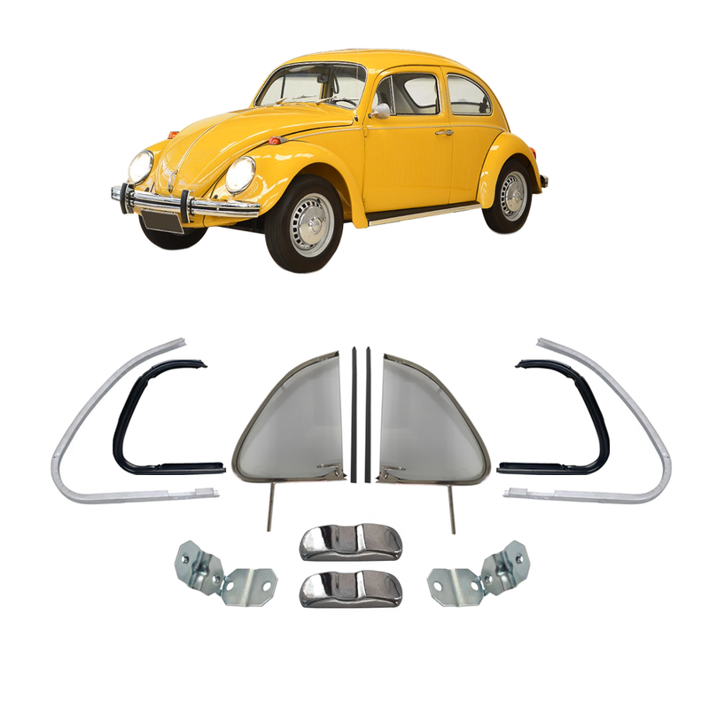 <transcy>Restoration Kit Vent Window Frame Glass Latch Rubber Seal VW Beetle 1971 to 1996</transcy>