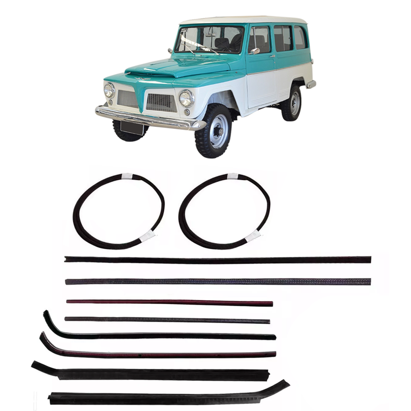 <transcy>Door Window Run Channel and Beltline Weatherstrip Seal Kit Ford Rural Willys Jeep Station Wagon</transcy>