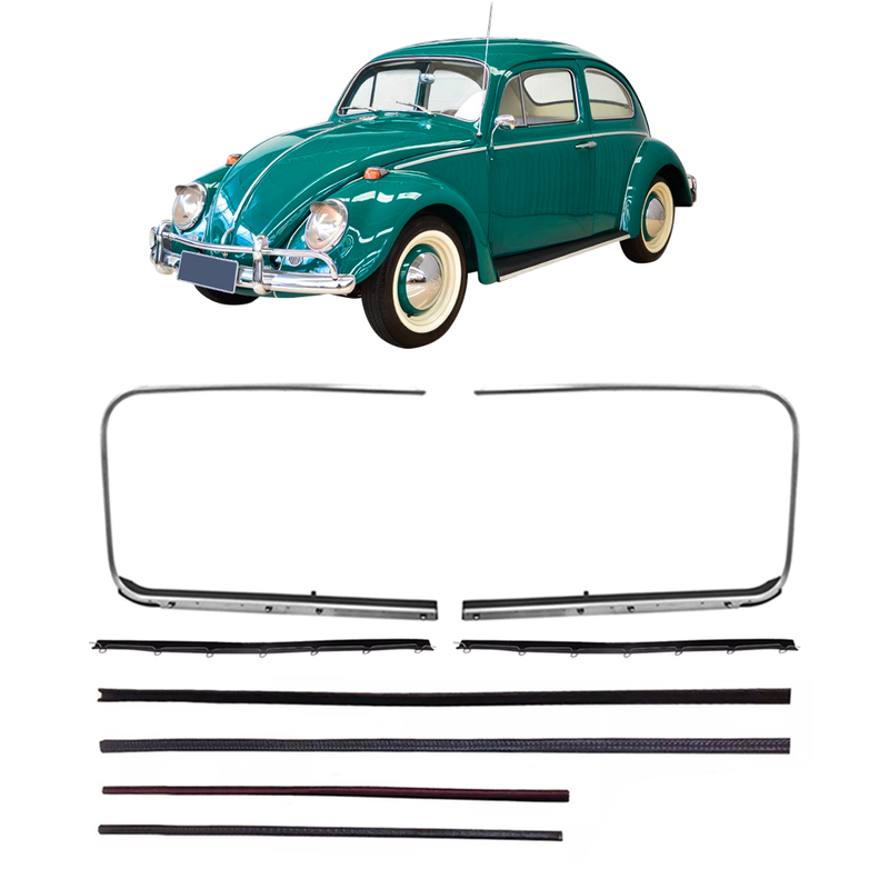 <transcy>Door Window Run Channel + Beltline Weatherstrip Kit VW Beetle 1959 to 1970</transcy>