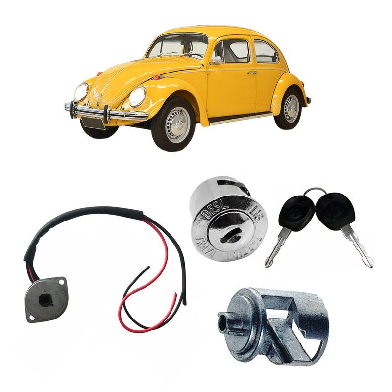 <transcy>Ignition and Starter Cylinder With Keys And Electric Swith Barrel Shaft Kit VW Beetle 1977 to 1996</transcy>