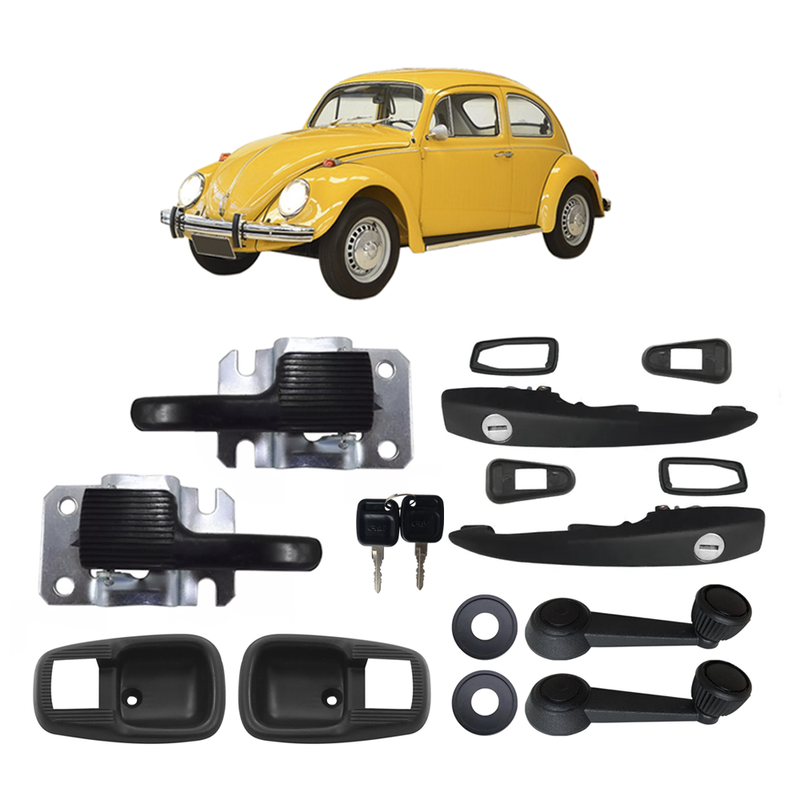 <transcy>Door Handle and Window Crank Kit VW Beetle 1978 to 1996 Brasilia Variant</transcy>