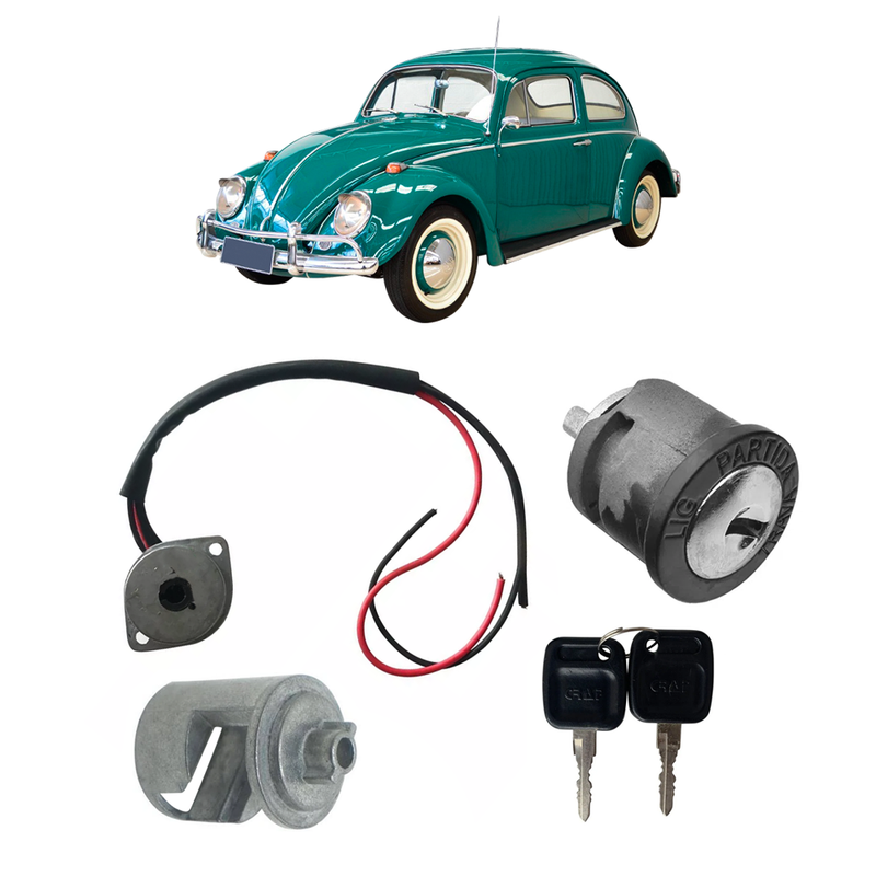 <transcy>Ignition and Starter Cylinder With Keys And Electric Swith Barrel Shaft Kit VW Beetle 1959 to 1976</transcy>