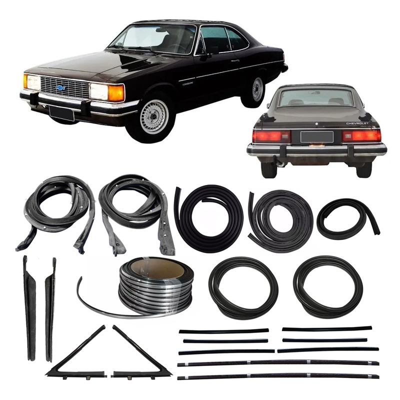 <transcy>Complete Restoration Weatherstrip Rubber Seal Kit + Chrome Lockstrip Opel Commodore 1980 to 1984</transcy>