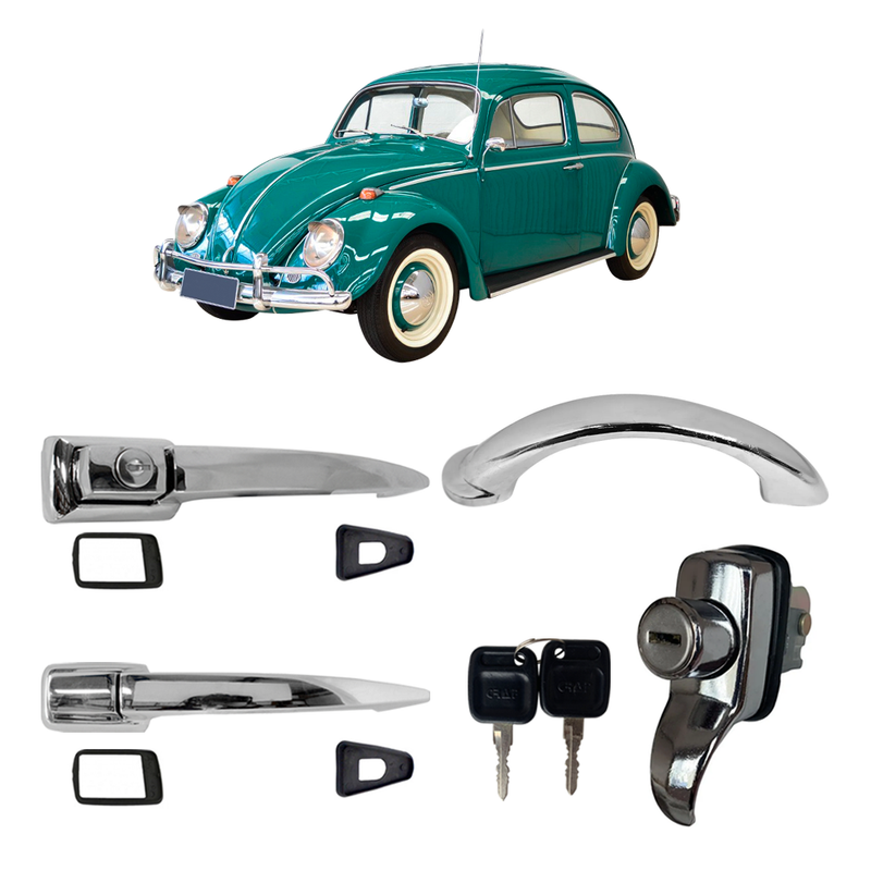 <transcy>Door Hood Decklid Engine External Handle Kit VW Beetle 1959 to 1970</transcy>