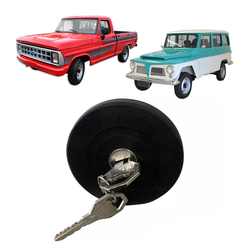 <transcy>Locking Gas Cap with Keys Ford F100 F1000 F75 Rural Willys Jeep Station Wagon</transcy>