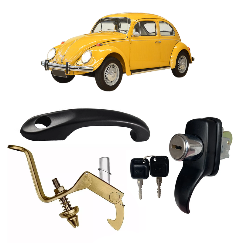 Kit Maçaneta Fechadura Capô Motor Mala Chave Fusca 71 A 1996