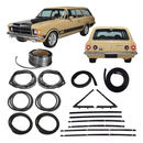 <transcy>Complete Restoration Door Window Weatherstrip Rubber Seal Kit + Chrome Lockstrip Opel Rekord C Caravan 1975 to 1984</transcy>
