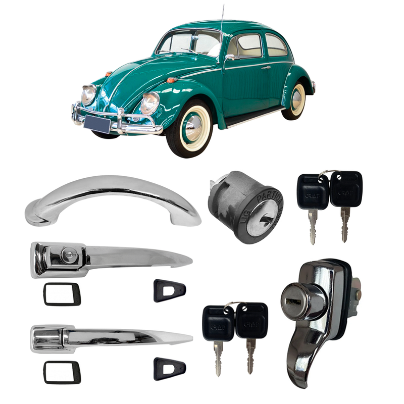<transcy>Door Decklid Engine Hood Handle Ignition Cylinder With Keys VW Beetle 1959 to 1977</transcy>