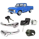 <transcy>Door Handle Chrome and Ignition Cylinder Lock Repair Shaft with Keys Kit GM A10 C10 D10 C14 Veraneio </transcy>