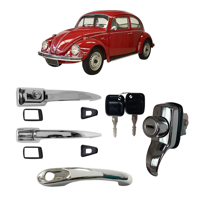 <transcy>Door Hood Decklid Engine Handle With Keys Kit VW Beetle 1971 to 1976</transcy>