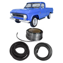 <transcy>Windshield and Rear Window Weatherstrip Rubber Seal Kit with Locking Chrome Strip A10 C10 D10 GM Series </transcy>