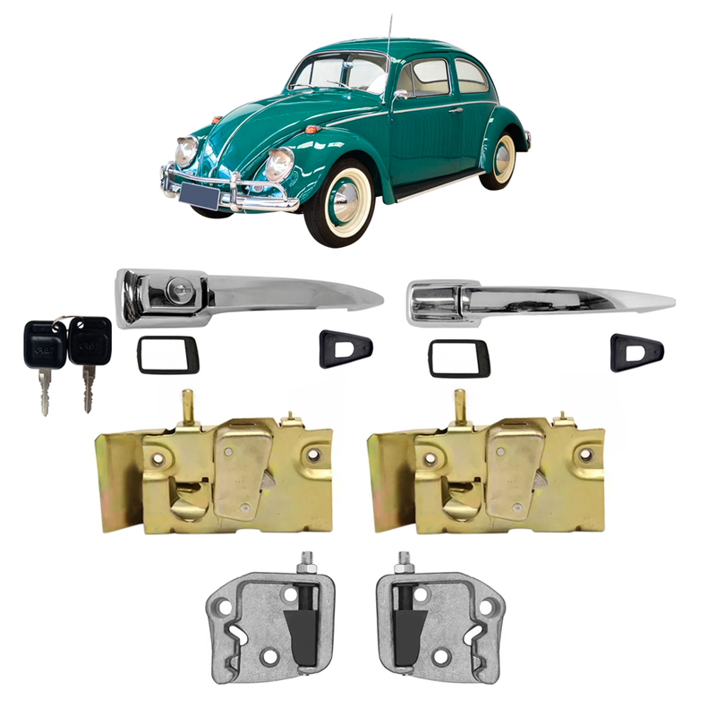 <transcy>Door Handle with Keys Latch Lock with Striker Kit VW Beetle 1959 to 1976 Karmann Ghia</transcy>