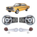 <transcy>Window Regulator Crank Handle Chrome with Brown Knob Kit Opel Caravan Commodore Rekord C 2 doors 1968 to 1984</transcy>