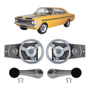 <transcy>Window Regulator Crank Handle Chrome with Black Knob Kit Opel Caravan Commodore Rekord C 2 doors 1968 to 1984</transcy>
