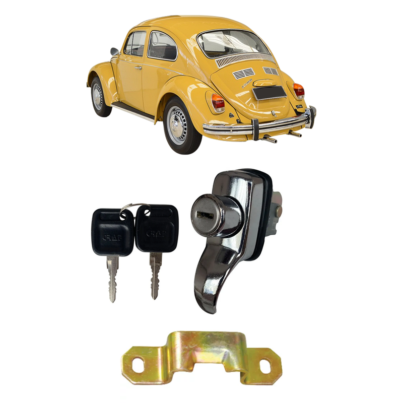 <transcy>Decklid Engine Handle With Keys and Striker Kit VW Beetle 1959 to 1996</transcy>